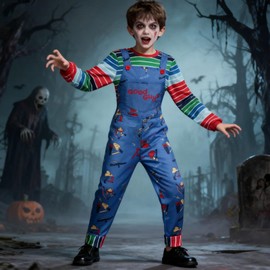 Moerstar Child Play, Cosplay, Chucky, Halloween Costume, Children, Adults, Cosplay Costume, Scary, Horror Event, Cultural Festival, Christmas Disguise, Halloween, Liver Test (Kids, Recommended Height