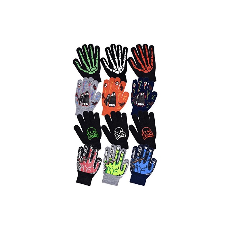Polar Wear Boys Scary Skeleton Monster Knit Glove Set For