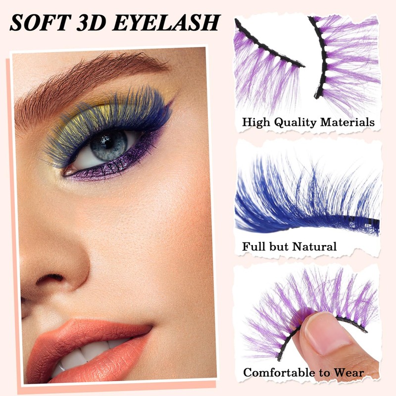 Lurrose Fake Eyelashes, Long Eyelashes, Makeup Natural False Eyelashes, Natural
