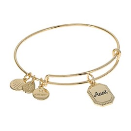 Alex and Ani Because I Love You Aunt Expandable Wire Bangle Bracelet for Women, Trusting Guide Charm, Shiny Antique Gold Finish, 2 to 3.5 in