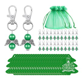 FONCBIEN 72 Pcs Guardian Angel Keychains, Thank You Gift Sets with 24Pcs Angel Keyrings, 24Pcs Organza Bags and 24Pcs Merry Christmas Tags Guardian Angel Pendants for Wedding Gifts Christmas Favor