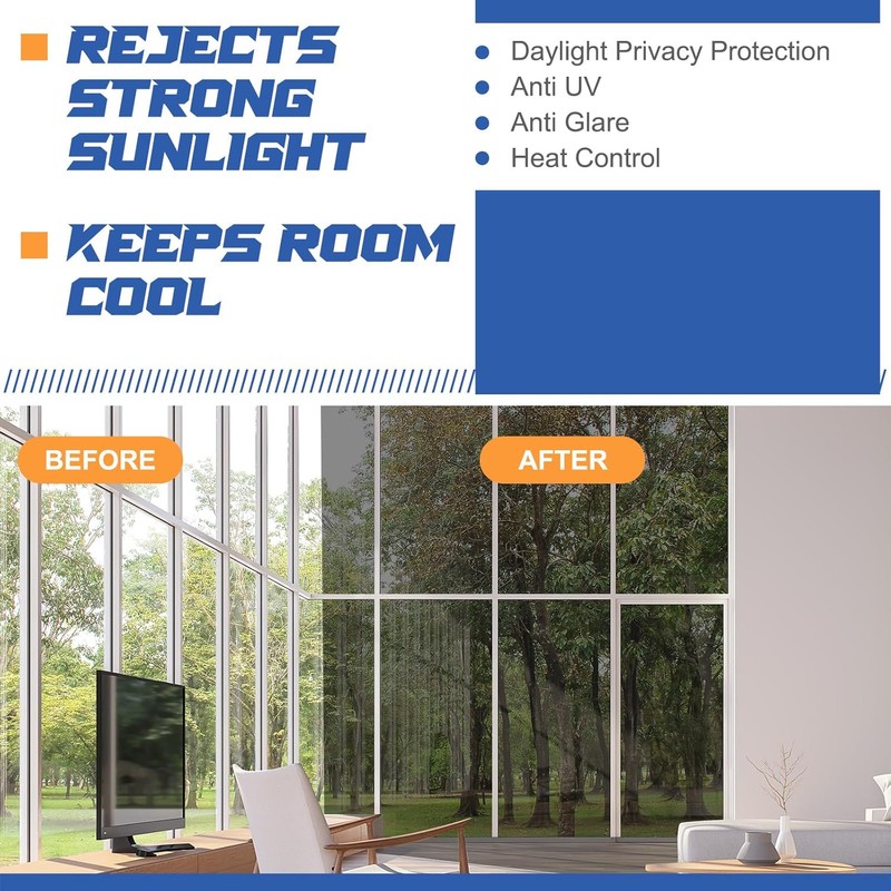 36 Inchx26 ft One Way Window Film Privacy Daytime Reflective
