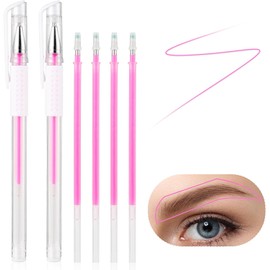 TIESOME Rotuladores Para Microblading De Cejas, 2 Unidades, Herramientas Para Marcar La Posición Del Maquillaje De Cejas, Plantilla Para Mapeo De Cejas Con 4 Recambios De Repuesto (Rosa).