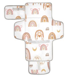BOESI Boho Rainbow Portable Changing Pad, Baby Changing Pad, Waterproof Diaper Changing Travel Bag for Boys and Girls