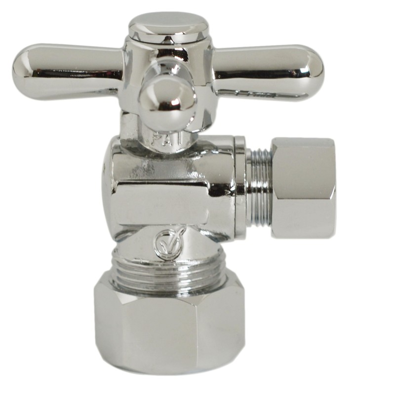 Westbrass D105BX-05 1/4-Turn Cross Handle Angle Stop Shut Off Valve,