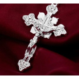 Fashion Jewelry large JESUS CRUCIFIX CROSS pendant 24" Sterling Silver 925 necklace  men female