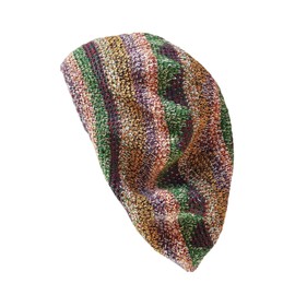 Inspirit Arts Extra Large Tam Beret Hat Heathered Earthtone Hand Made Knit Cap