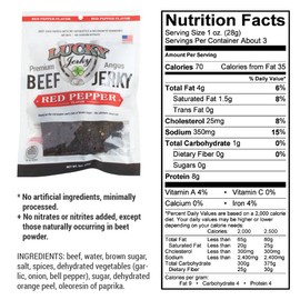 Lucky Beef Jerky Red Pepper Slab, 3 Ounce (Pack of 4)