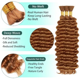 1WS #30 Deep Wave Braiding Hair Extensions 24 24 24