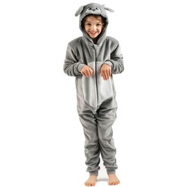 Wunsy Kid's Grey Rabbit Onesie Costume Onesie All-In-One for Boys or Girls in Soft Fleece with a Tail In Childrens Age Years 5-6 GryRbbit56