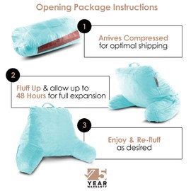 Nestl Reading Pillow with Shredded Memory Foam, Designed for Sitting Up in Bed and Couch, Back and Arms Adjustable Support for Adult & Teens Backrest Pillows for Reading with Washable Cover Light Blue