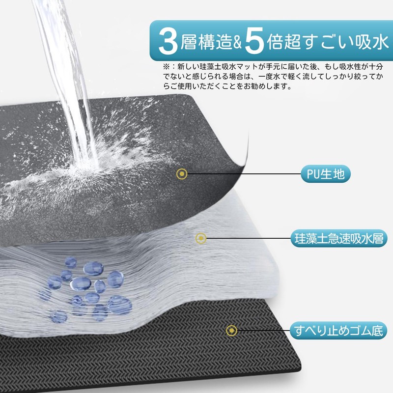 TAOTOO Diatomaceous Earth, Drying Mat, Quick Drying Mat, Dish Drying