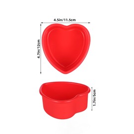 DIYEAH Molde De Silicona En Forma De Corazón 4 Piezas 4.72X4.52X1.96In Antiadherente Para Hornear Pasteles Cupcakes Y Postres En Microondas Freidora Y Congelador