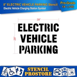Pavement Stencils - 8 in - Electric Vehicle Parking Stencil - 29'' x 39'' x 1/8" (128 mil) - Pro-Grade