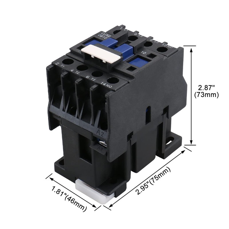 Baomain 3-Pole AC Contactor CJX2-0910 – 110VAC Coil, 3NO+1NO Auxiliary,