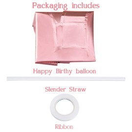 Happy Birthday Balloons Banner (3D Pink Lettering) Mylar Foil Letters | Inflatable Party Decor and Event Decorations for Kids and Adults | Reusable, Ecofriendly Fun