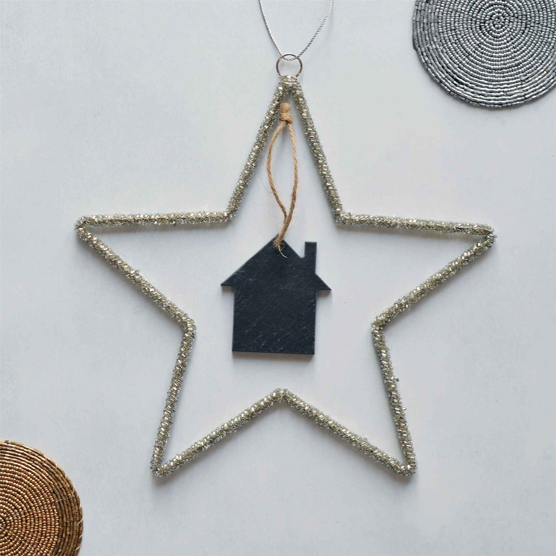 Nicola Spring 6X House Slate Christmas Tree Decoration - Small