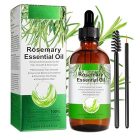 Rosemary Oil for Hair Growth 120 ml, Rosemary Essential Oil for Eyelashs, Eyebrows, Face, Skin Care, Body Massage, Aromatherapy, Hair Loss Treatment, Nourishes The Scalp, Improve Blood Circulation
