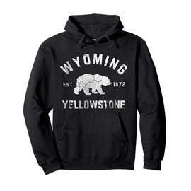 Wyoming Yellowstone National Park Grizzly Bear Vintage Pullover Hoodie