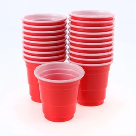TooToo 20/100Pcs Red American Plastic Shot Cups College Glasses Mini Shooter Small 56ml (20Pcs)