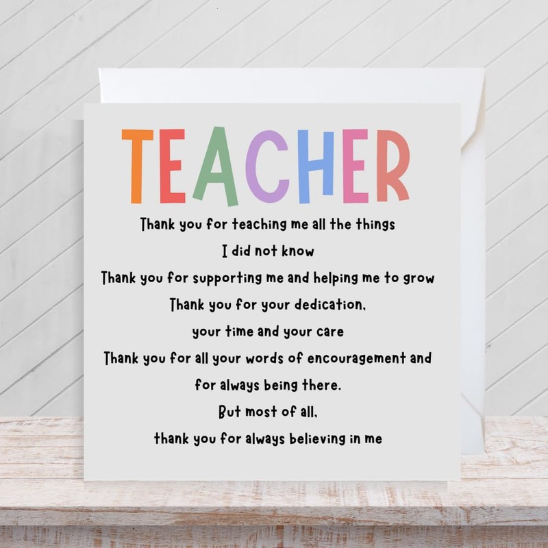 Second Ave Thank You Teacher Square Card For Him/Her Greeting