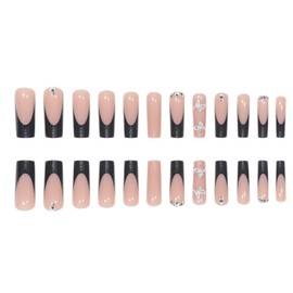 POKENGDA Coffin Acrylic Fake Nails Design,Nail glue included,Long Press on Nails,Reusable Acrylic Daily Shiny False Nail Kits for Women