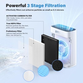 CFKREYA HAP603 True HEPA Replacement Filter Compatible with ECOSELF HAP603 Air Purifier, White, 2 Pack