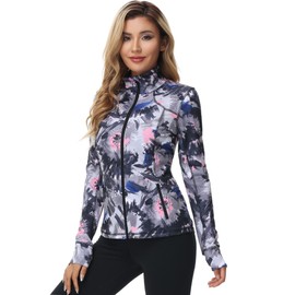 Dolcevida Womens Sports Jackets Zip Up Workout Yoga Jacket with Pockets