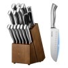 15-Piece Stainless Steel Kitchen Knife Set Wooden Block Ergonomic Handle