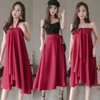 Solid Color Pilates Wrap Skirt, Full Lace-Up High-Waist Mid-Length Women's L, Recommended 50.50 Kg-57.50 Kg / Bean Green 5ea