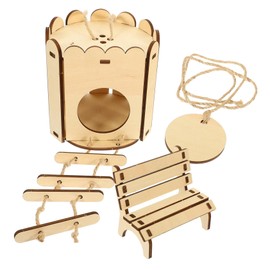 Housoutil 2pcs Wooden Hamster Hideout Assembled Nest Hanging Chair for Pets for Hamsters and Chinchillas and Easy to Clean