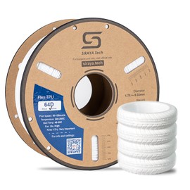Siraya Tech Flex TPU 64D – High-Performance Elastic 3D Printing Filament, Durable & Wear-Resistant, Easy to Print, ISO 10993 Tested, Ideal for Tough, Durable Abrasion Resistant Parts (White, 1kg)
