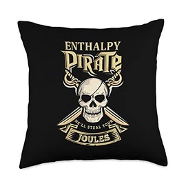 Funny Pirate Caribbean Booty Clothes and Designs Enthalpy Pirate: He'll Steal Your Joules Fun Graphic Design Throw Pillow, 18x18, Multicolor