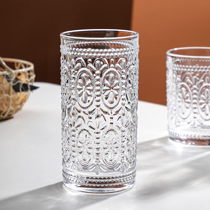 Bekith 6 Pack 12 oz Romantic Water Glasses, Premium Drinking