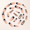 FIEONCIY Press on Nails Coffin Long Length Acrylic Glossy Full