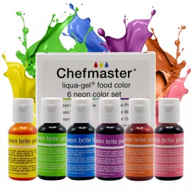 Chefmaster Neon Gel Food Coloring Set Pack of 6 Vibrant Professional Grade Colors