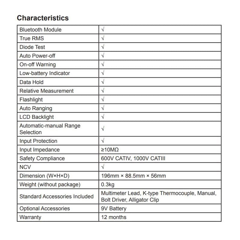 Handheld Digital Multimeter with Bluetooth, 6000 Count