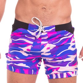 TADDLEE Swimwear Men Basic Long Swimming Trunk Surf Camo Shorts Swimsuits Pocket (XL, Red)