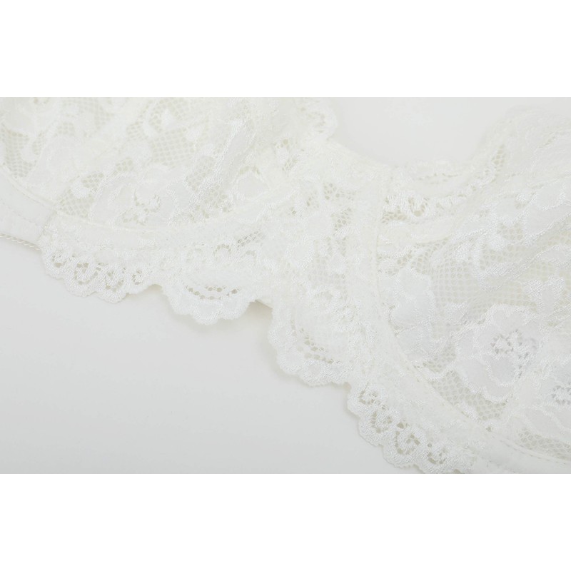 Women's Lace Underwire Unlined Full Coverage Bra - Microfiber Cream