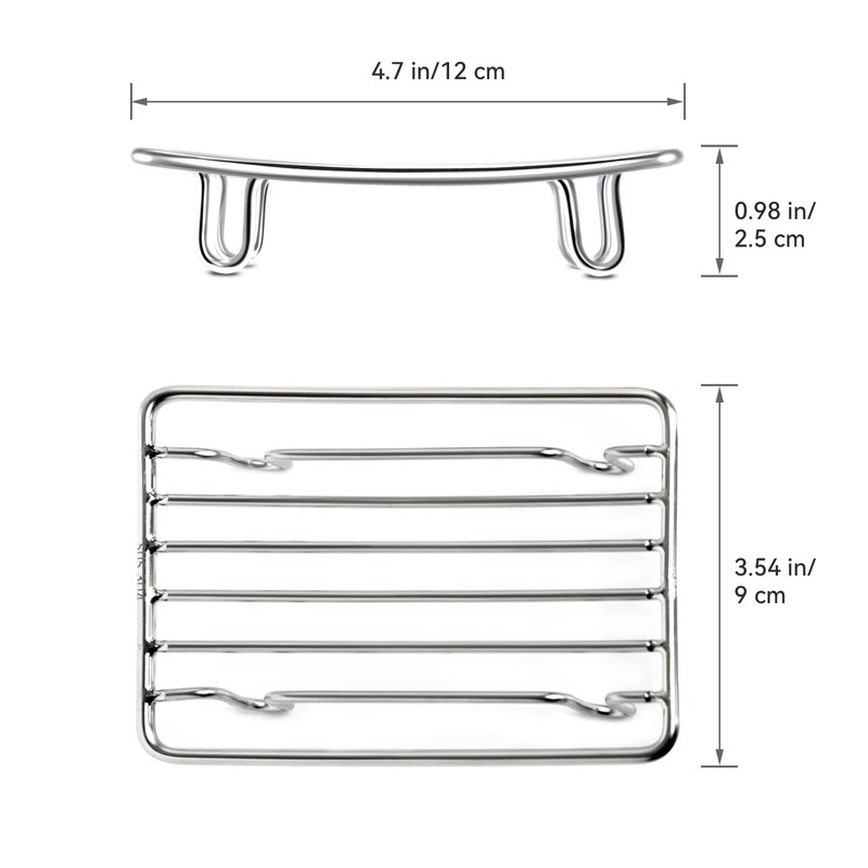 Stainless Steel Wire Bar Soap Dish, Draining Sponge Holder, Countertop