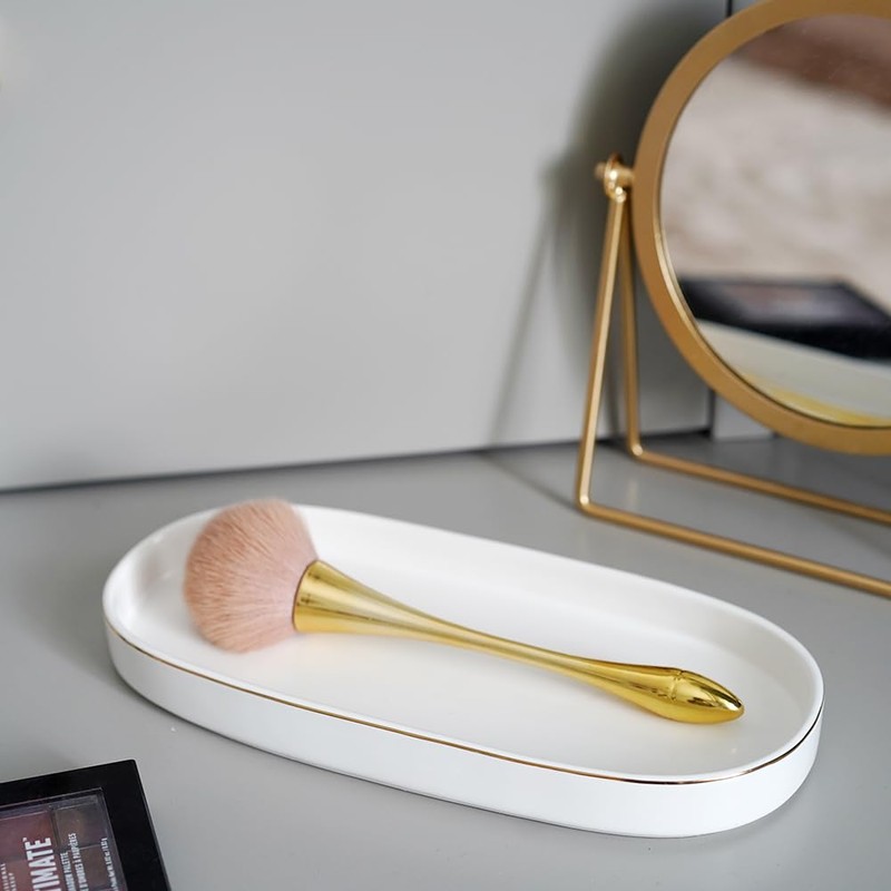 10x5 Bathroom Vanity Tray, Oval Ceramic Decorative Perfume Candle Tray