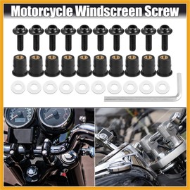 Partuto 10pcs M5 Motorcycle Windscreen Screw Fairing Windscreen Bolt Black Replacement