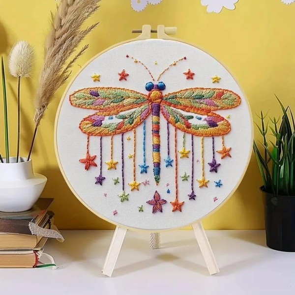 JOZYSH 11CT Embroidery Kit for Beginners Adult, Dragonfly Embroidery Kit