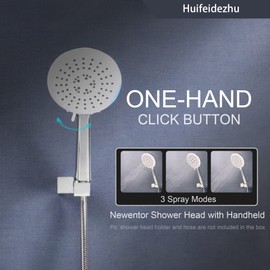 Huifeidezhu Hand Held Shower Head White and Chrome 3 In 1 Spray Mode, Anti-Clog High Pressure Handheld Shower Head Removable Camper 4.73" Showerhead Water Saving for Shower System/Bathtub Faucet