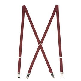 Suspender Store Skinny Suspenders - 1/2-Inch Wide Elastic Straps - X-Back - Clip - 48" for 5'9" to 6'2" tall - Burgundy