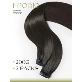 Frodio Clip Ins Hair Extensions Black: Seamless Long Silky Straight Real Human Hair Pu Invisible Beauty For Women Wave 24 Inch 2 Pack 200g 14 Piece Full Thick Remy Brazilian Black Natural Color