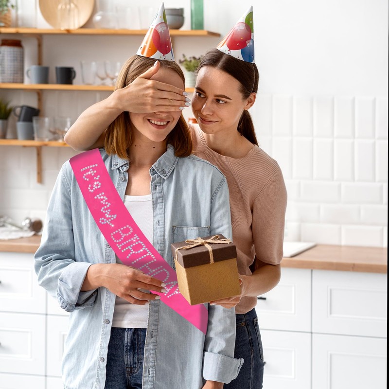 TxscOxwP1 'It's My Birthday' Glitter Sash, Hot Pink Satin Birthday