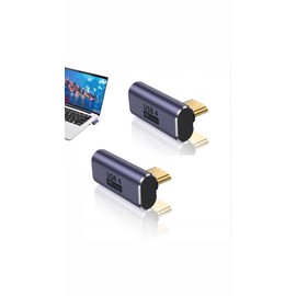 Honwor USB-C 90° Right Angle Adapter, 40Gbps PD 100W 8K 60Hz Charging & Data Transfer for MacBook Pro, Thunderbolt 4, and More Type-C Devices (Middle Bend)