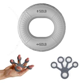 MEGVOYA Hand Grip, Strength Training, Set of 5 Stiffness Levels, Training, Grip Grip, Finger Grip, Finger Grip, Hand Exercise, Rehabilitation, Elderly, Finger Muscle Training, Gift, Gift (Ash)