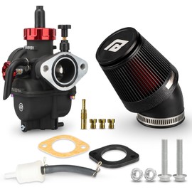 NIBBI PE22 mm Carburettor with CNC 48 mm Air Filter Kit for 125cc-140cc Flange Motorcycle Engine Carburettor Dirt Bike Pit Bike ATV Pocket Bike (PE22FL + 48 mm Air Filter)